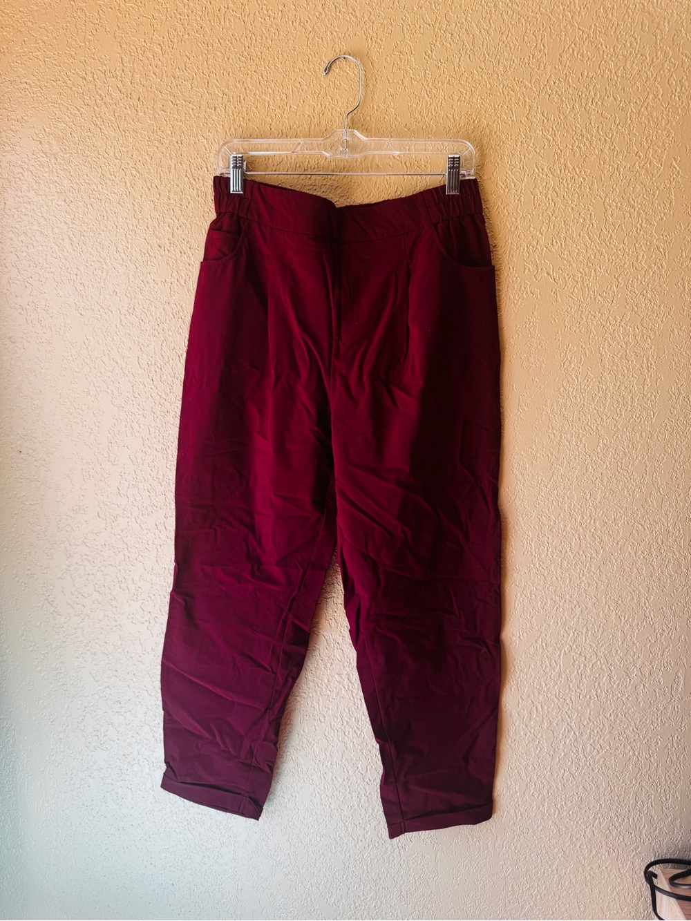 Wine Red Casual Pants